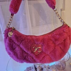 Pink Faux Fur Shoulder Bag